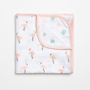 Reversible Muslin Blanket - Tropical Flamingo