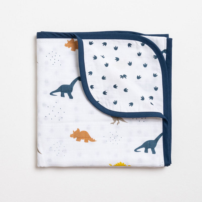 Reversible Muslin Blanket - Little Dino