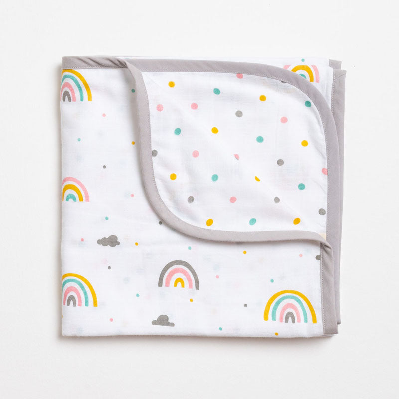 Reversible Muslin Blanket - Follow the Rainbow
