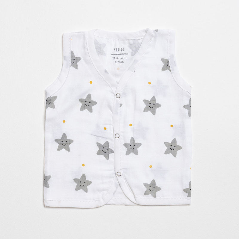 Muslin Jabla set - Mint Smiley Star (2 Pcs)