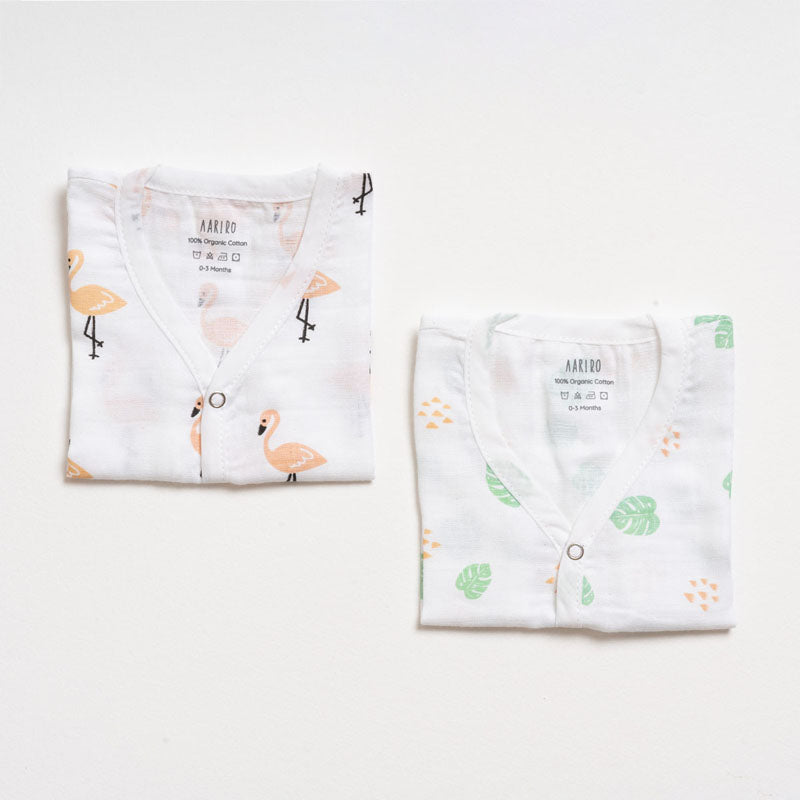 Muslin Jabla set - Tropical flamingo (2 Pcs)