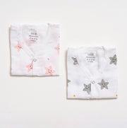 Muslin Jabla set - Peach Smiley Star (2 Pcs)