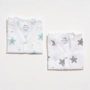 Muslin Jabla set - Mint Smiley Star (2 Pcs)