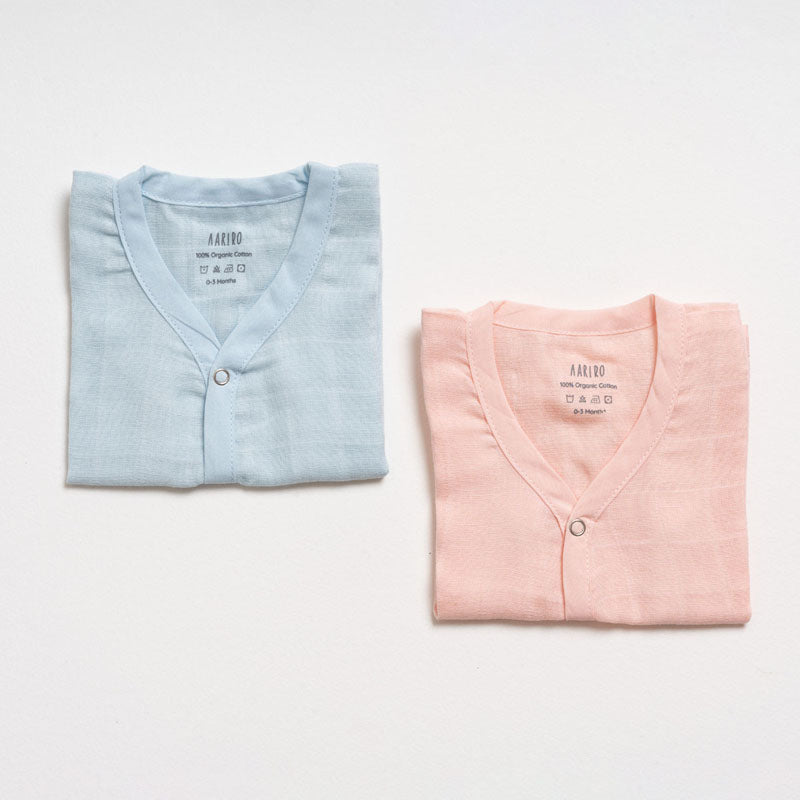 Muslin Jabla set - Blue Pink (2 Pcs)