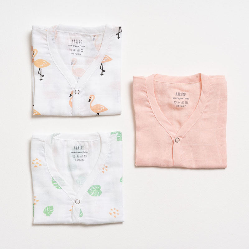 Muslin Jabla set -Tropical flamingo (3 Pcs)