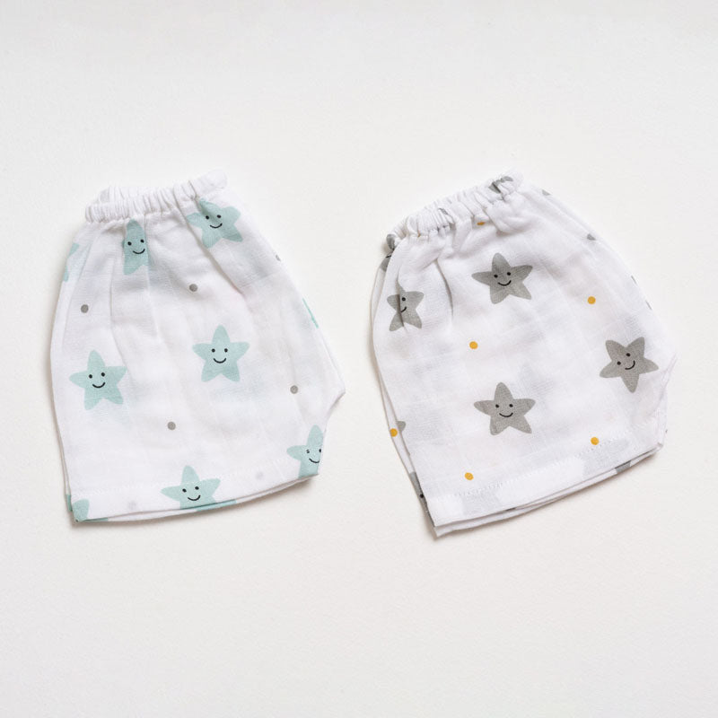 Muslin Shorts - Mint Smiley Star