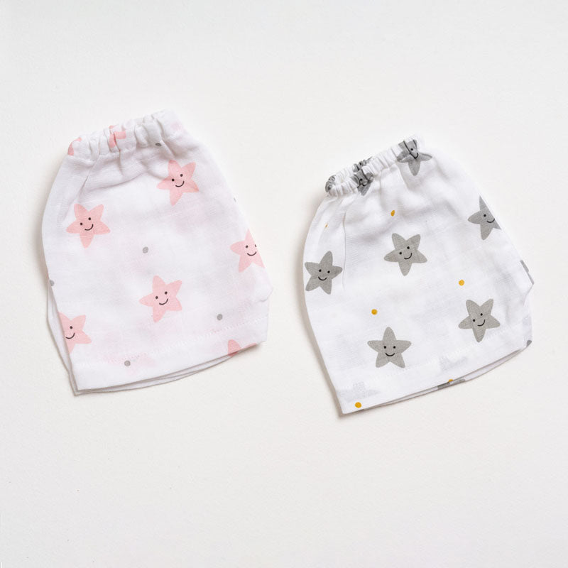 Muslin Shorts - Peach Smiley Star