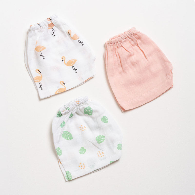 Muslin Shorts - Tropical Flamingo (3pcs)