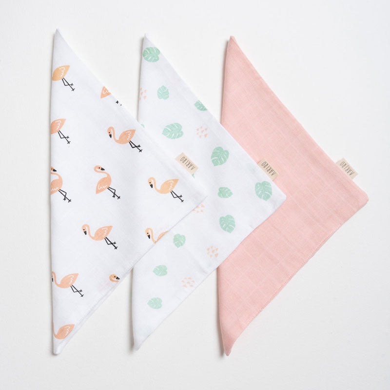 Muslin Washcloth - Tropical Flamingo (3pcs)