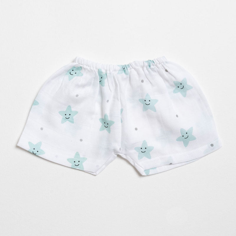 Muslin Shorts - Mint Smiley Star