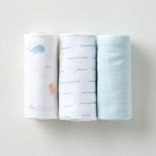 Load image into Gallery viewer, Muslin Swaddle - Under the Sea (Set of 3)
