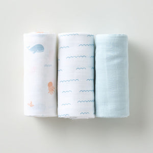 Muslin Swaddle - Under the Sea (Set of 3)