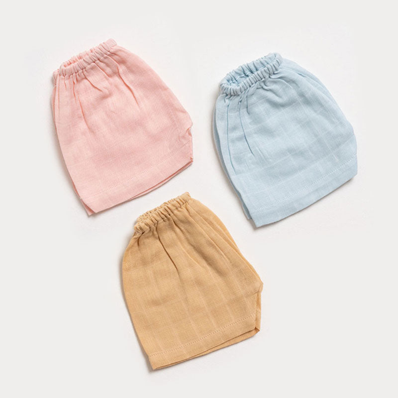 Muslin Shorts - Blue Pink Beige (3pcs)