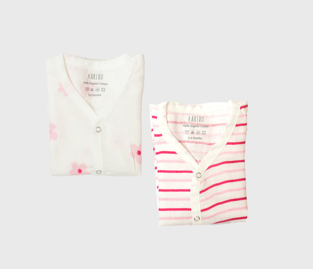 Muslin Jabla set  - Pink Floral (2 Pcs)